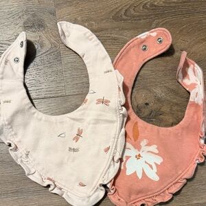 Carter's Pink and Peach Bib Set with Dragonfly and Floral Design